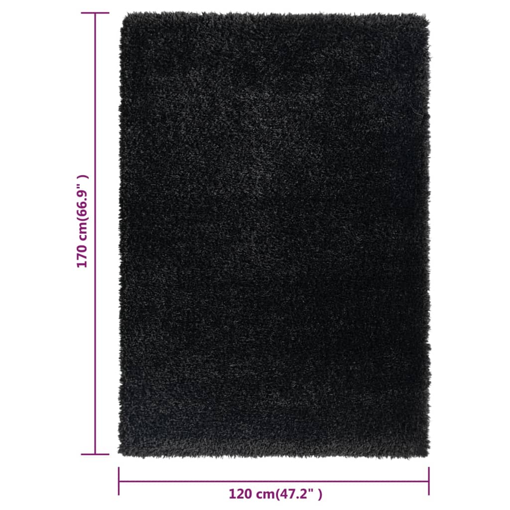Χαλί Shaggy με Ψηλό Πέλος Μαύρο 120x170 εκ. 50 χιλ. - Pakobazaar