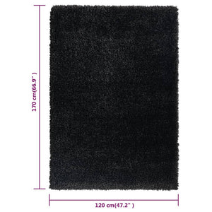 Χαλί Shaggy με Ψηλό Πέλος Μαύρο 120x170 εκ. 50 χιλ. - Pakobazaar