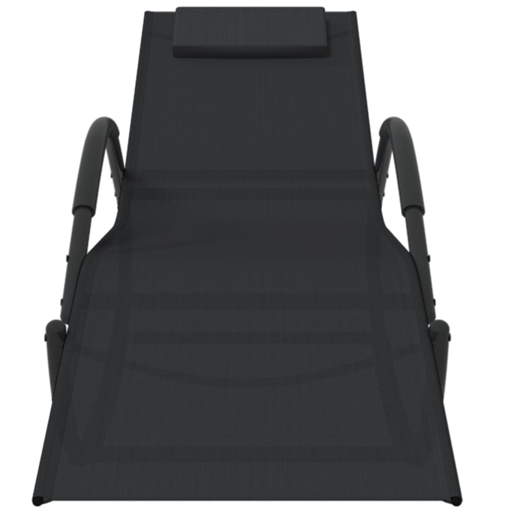 Κουνιστές Ξαπλώστρες 2 τεμ. Μαύρες από Ατσάλι / Textilene