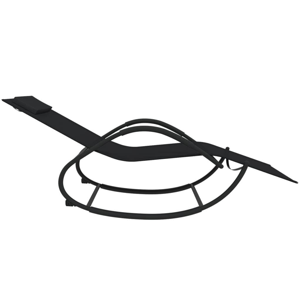 Κουνιστές Ξαπλώστρες 2 τεμ. Μαύρες από Ατσάλι / Textilene