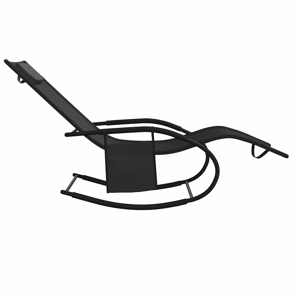 Κουνιστές Ξαπλώστρες 2 τεμ. Μαύρες από Ατσάλι / Textilene