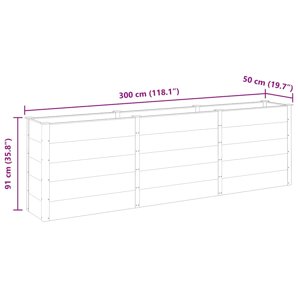 Ζαρντινιέρα Κήπου Υπερυψωμένη Γκρι 300 x 50 x 91 εκ. από WPC