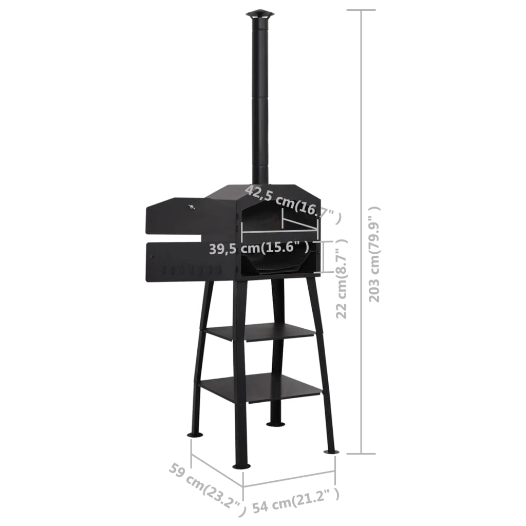 Φούρνος Πίτσας Υπαίθριος με Κάρβουνα με 2 Πυρότουβλα