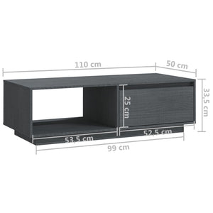 Τραπεζάκι Σαλονιού Γκρι 110 x 50 x 33,5εκ από Μασίφ Ξύλο Πεύκου