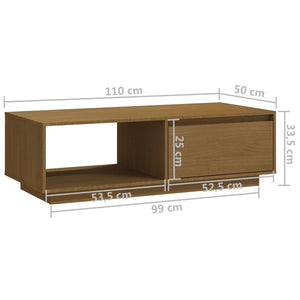 Τραπεζάκι Σαλονιού Καφέ Μελί 110x50x33,5 εκ. Μασίφ Ξύλο Πεύκου