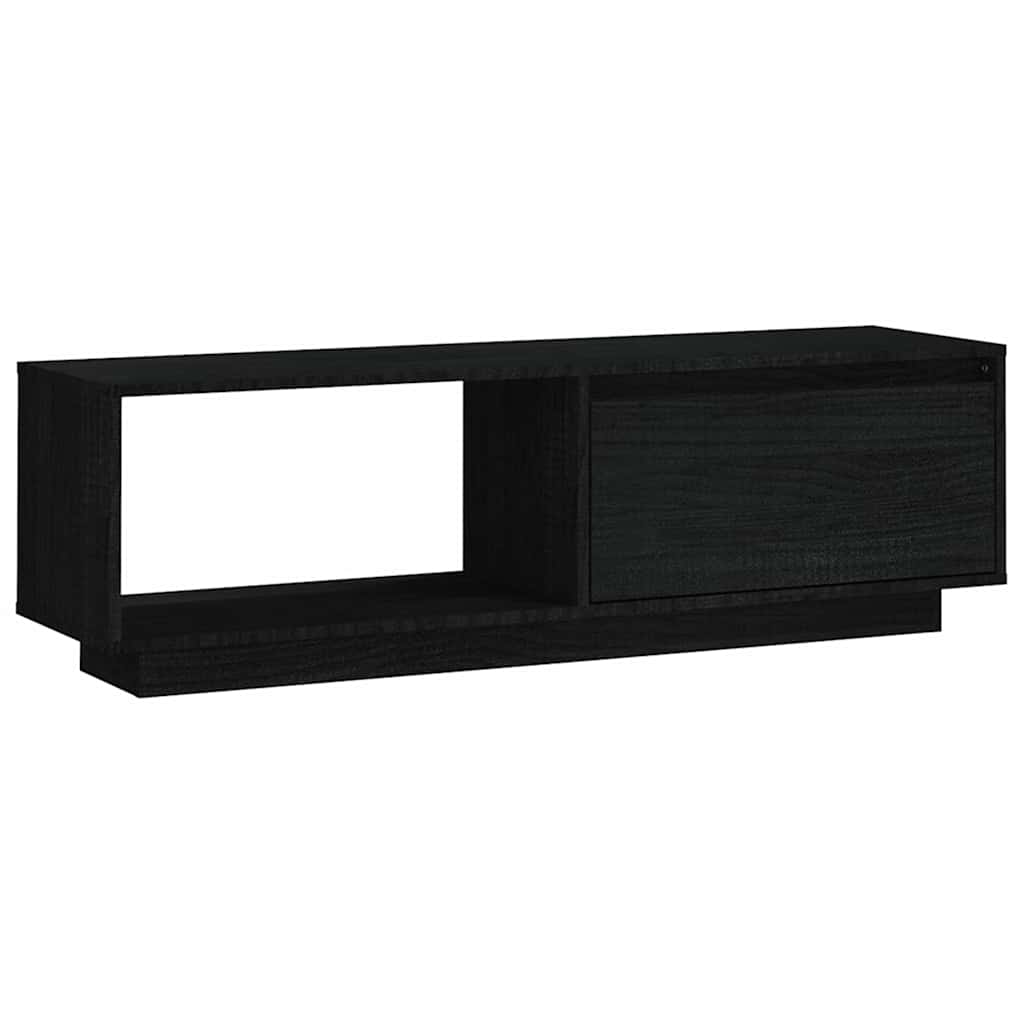 Έπιπλο Τηλεόρασης Μαύρο 110 x 30 x 33,5εκ από Μασίφ Ξύλο Πεύκου