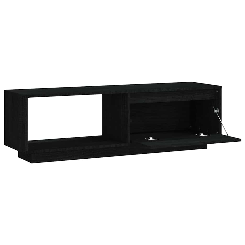 Έπιπλο Τηλεόρασης Μαύρο 110 x 30 x 33,5εκ από Μασίφ Ξύλο Πεύκου