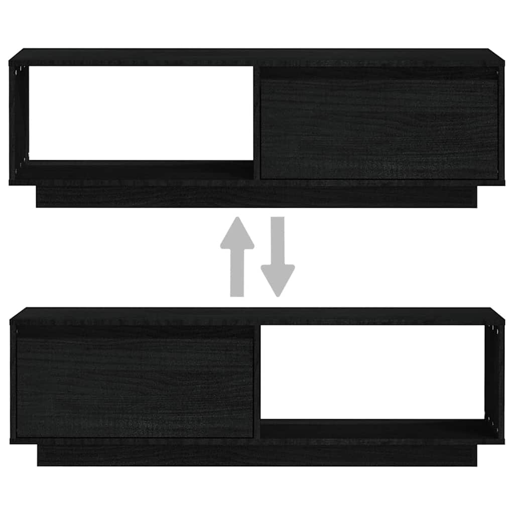 Έπιπλο Τηλεόρασης Μαύρο 110 x 30 x 33,5εκ από Μασίφ Ξύλο Πεύκου