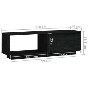 Έπιπλο Τηλεόρασης Μαύρο 110 x 30 x 33,5εκ από Μασίφ Ξύλο Πεύκου