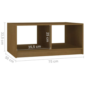 Τραπεζάκι Σαλονιού Καφέ Μελί 75x50x33,5 εκ. Μασίφ Ξύλο Πεύκου