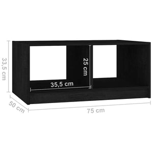 Τραπεζάκι Σαλονιού Μαύρο 75 x 50 x 33,5 εκ. Μασίφ Ξύλο Πεύκου