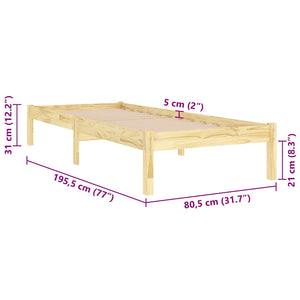 Πλαίσιο Κρεβατιού 75 x 190 εκ. από Μασίφ Ξύλο Small Single - Pakobazaar