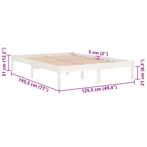 Πλαίσιο Κρεβατιού Λευκό 120x190 εκ. Μασίφ Ξύλο Small Double - Pakobazaar