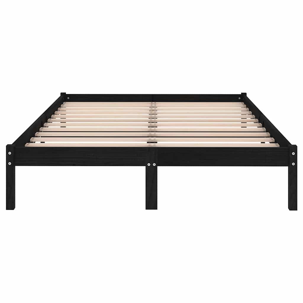 Πλαίσιο Κρεβατιού Μαύρο 120 x 190 εκ. Μασίφ Ξύλο Small Double