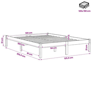 Πλαίσιο Κρεβατιού Μαύρο 120 x 190 εκ. Μασίφ Ξύλο Small Double