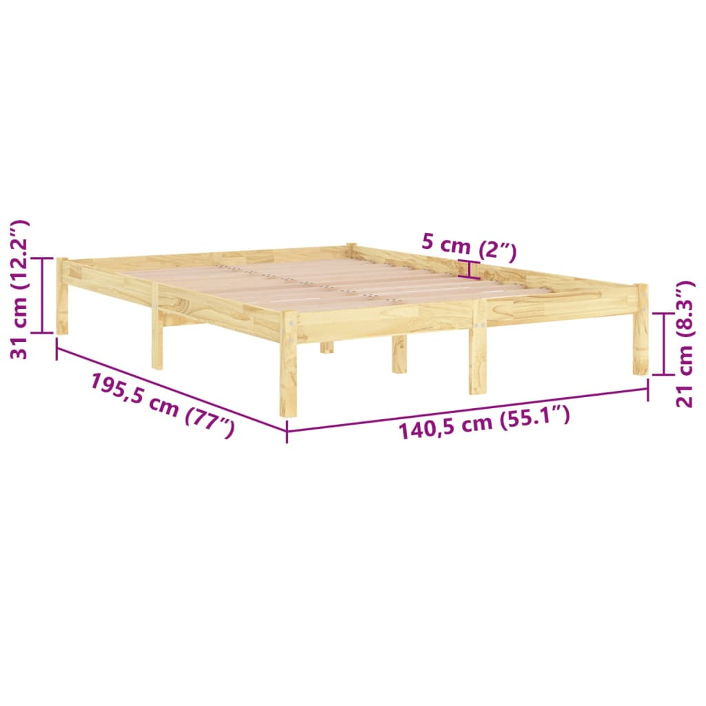 Πλαίσιο Κρεβατιού 135 x 190 εκ. από Μασίφ Ξύλο Double