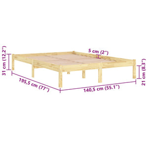 Πλαίσιο Κρεβατιού 135 x 190 εκ. από Μασίφ Ξύλο Double