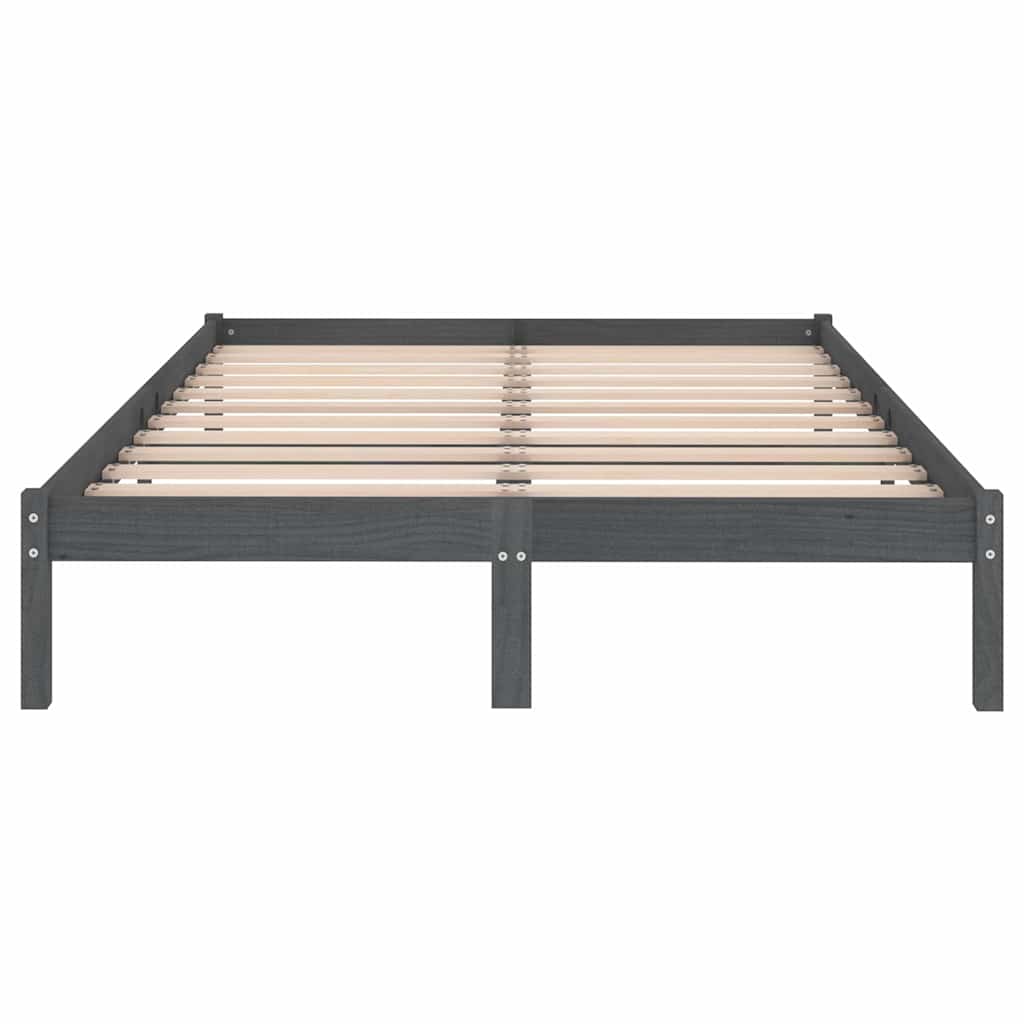 Πλαίσιο Κρεβατιού Γκρι 150 x 200 εκ. Μασίφ Ξύλο King Size