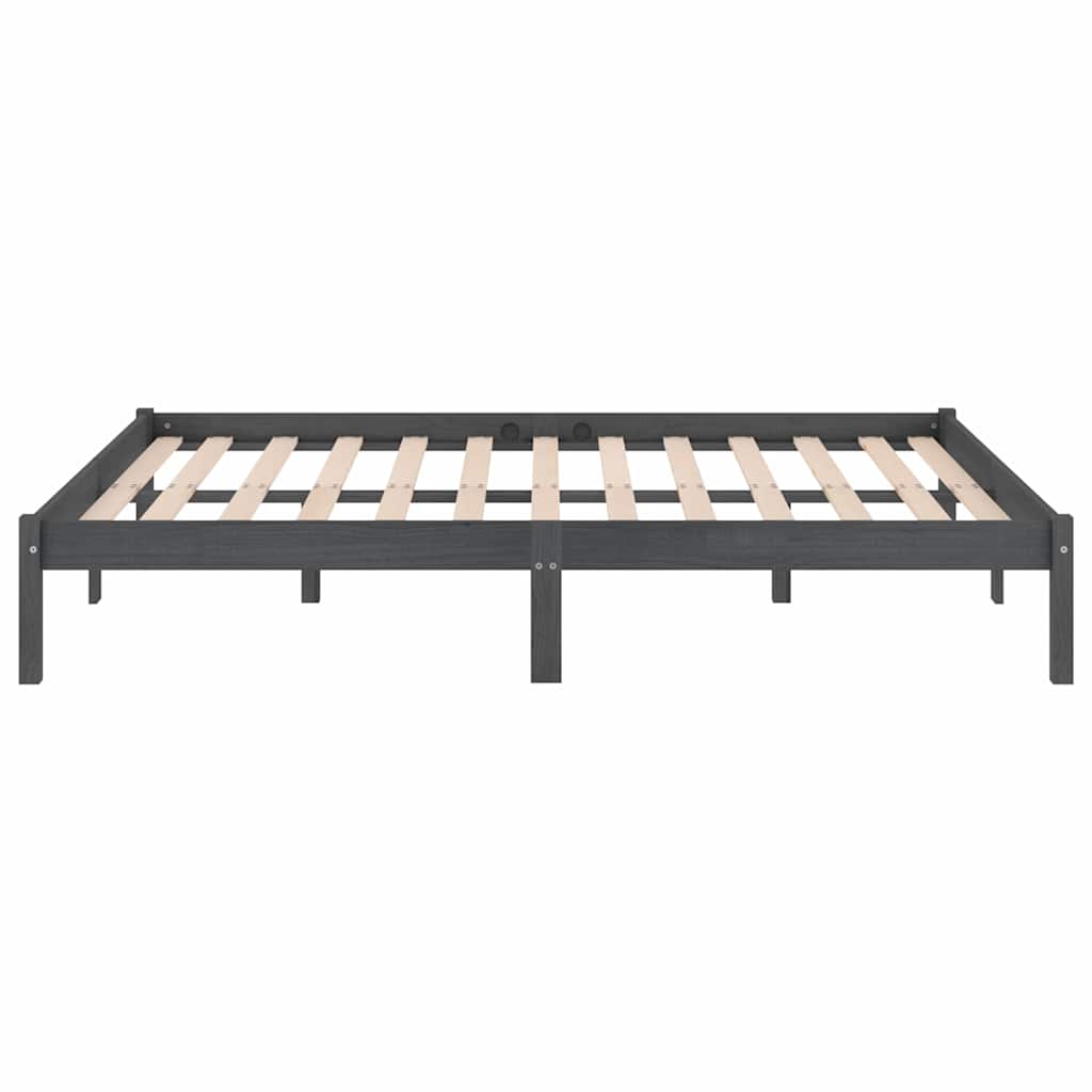 Πλαίσιο Κρεβατιού Γκρι 150 x 200 εκ. Μασίφ Ξύλο King Size