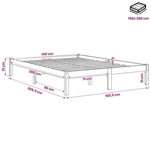 Πλαίσιο Κρεβατιού Γκρι 150 x 200 εκ. Μασίφ Ξύλο King Size