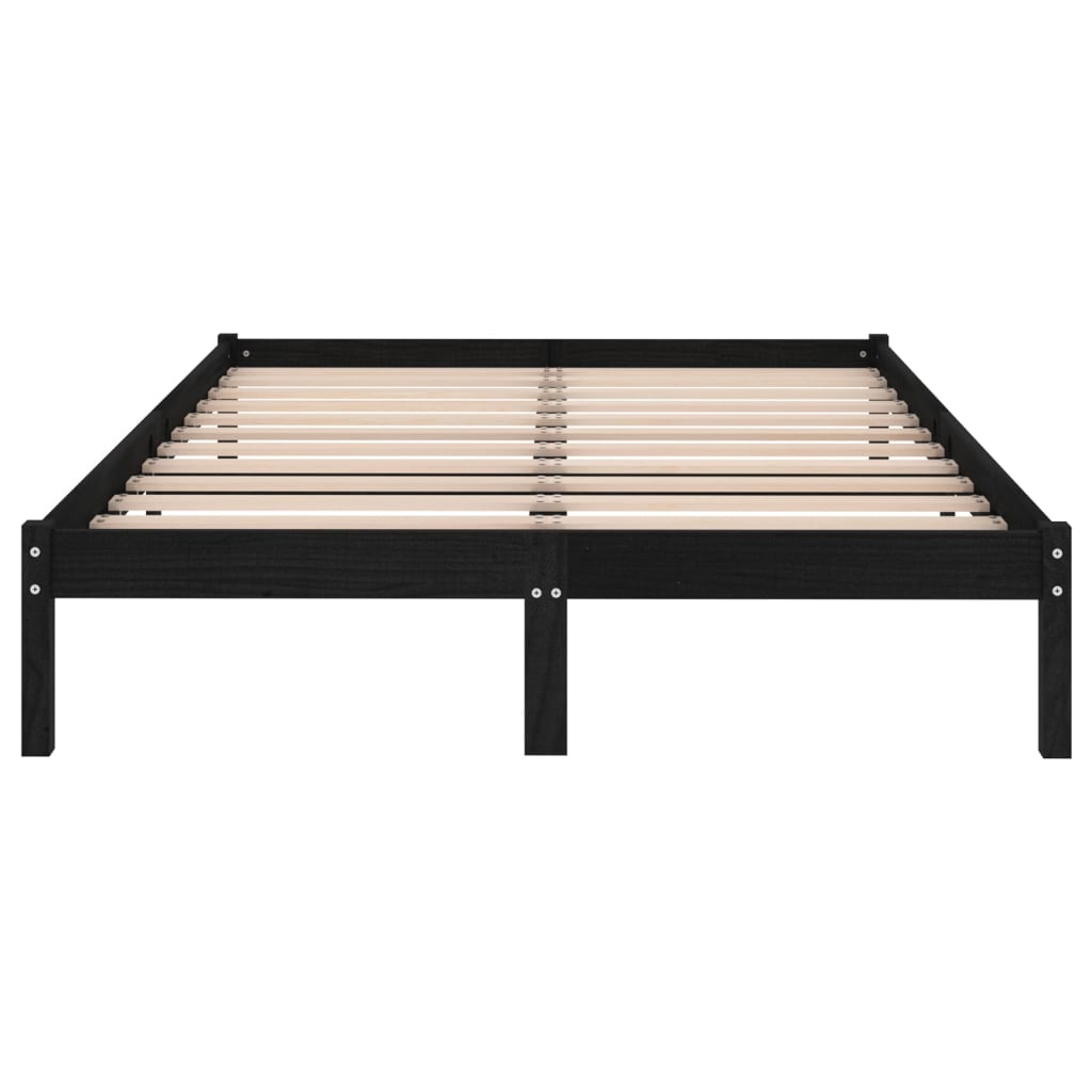 Πλαίσιο Κρεβατιού Μαύρο 150 x 200 εκ. Μασίφ Ξύλο King Size