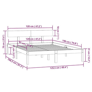 Πλαίσιο Κρεβατιού Μελί 120x190 εκ. Μασίφ Ξύλο Small Double
