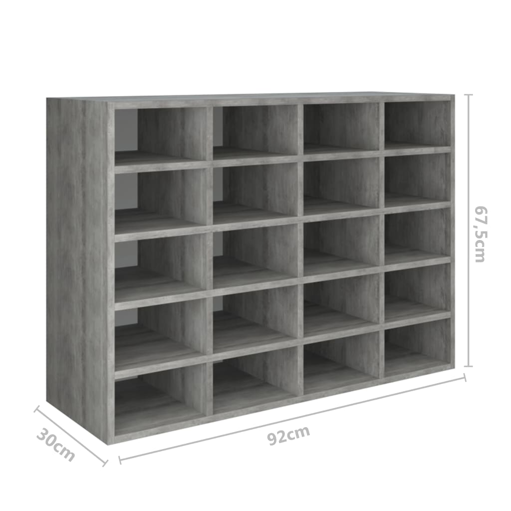 Ραφιέρα Παπουτσιών Σκυροδέματος 92x30x67,5 εκ. από Επεξ. Ξύλο