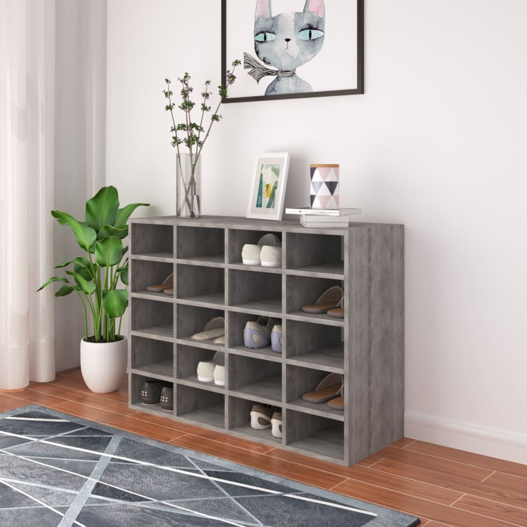 Ραφιέρα Παπουτσιών Σκυροδέματος 92x30x67,5 εκ. από Επεξ. Ξύλο