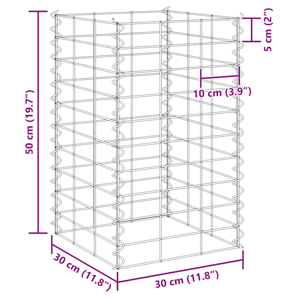 Συρματοκιβώτια-Γλάστρες Υπερυψ. 3 τεμ. 30x30x50εκ. Σιδερένιες - PAKOBAZAAR