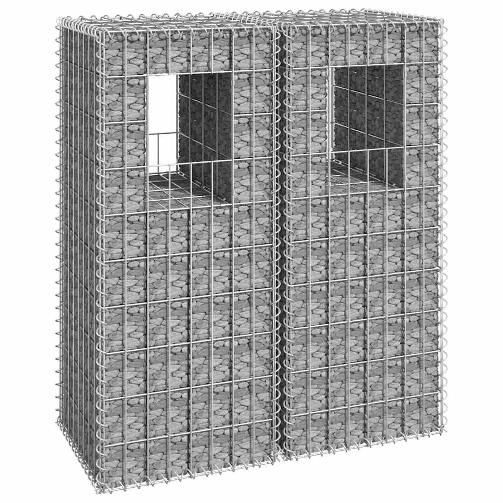 Συρματοκιβώτια Στύλοι 2 τεμ. 40 x 40 x 100 εκ. Σιδερένιοι - PAKOBAZAAR