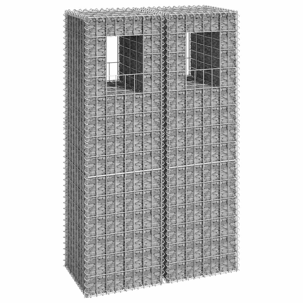 Συρματοκιβώτια Στύλοι 2 τεμ. 40 x 40 x 140 εκ. Σιδερένιοι - PAKOBAZAAR