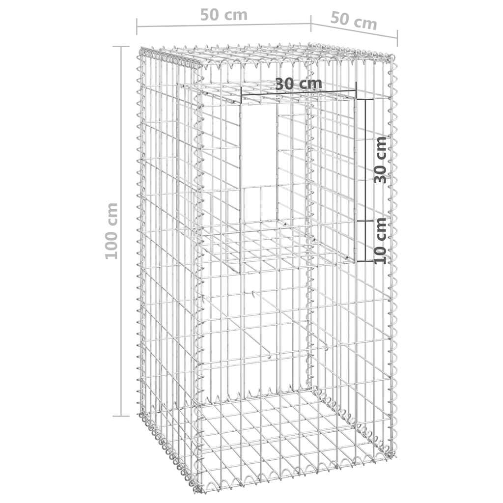 Συρματοκιβώτια Στύλοι 2 τεμ. 50 x 50 x 100 εκ. Σιδερένιοι - PAKOBAZAAR
