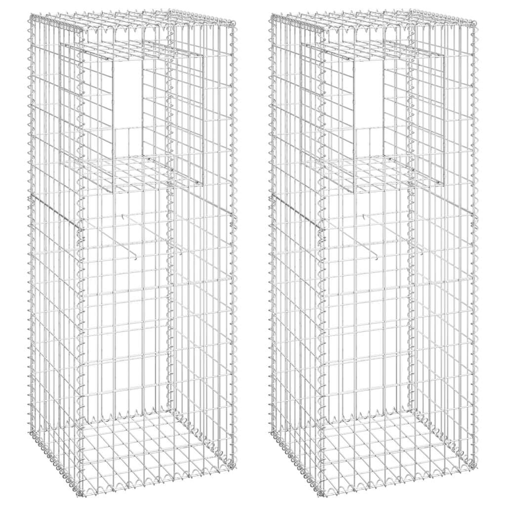 Συρματοκιβώτια Στύλοι 2 τεμ. 50 x 50 x 140 εκ. Σιδερένιοι - PAKOBAZAAR