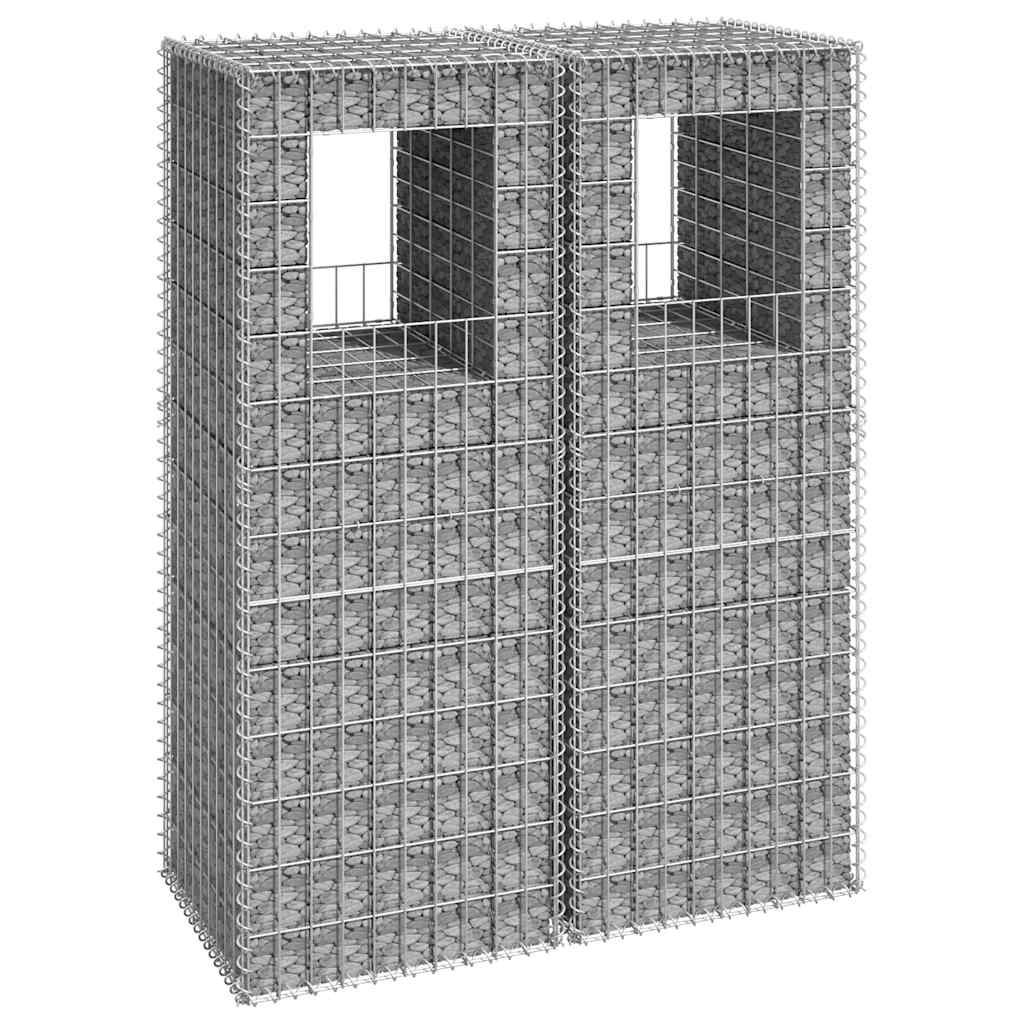 Συρματοκιβώτια Στύλοι 2 τεμ. 50 x 50 x 140 εκ. Σιδερένιοι - PAKOBAZAAR