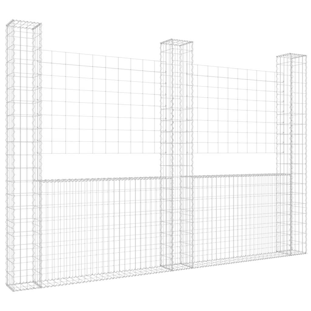 Συρματοκιβώτια σε U Σχήμα με 3 Στύλους 260x20x200 εκ Σιδερένιο - PAKOBAZAAR