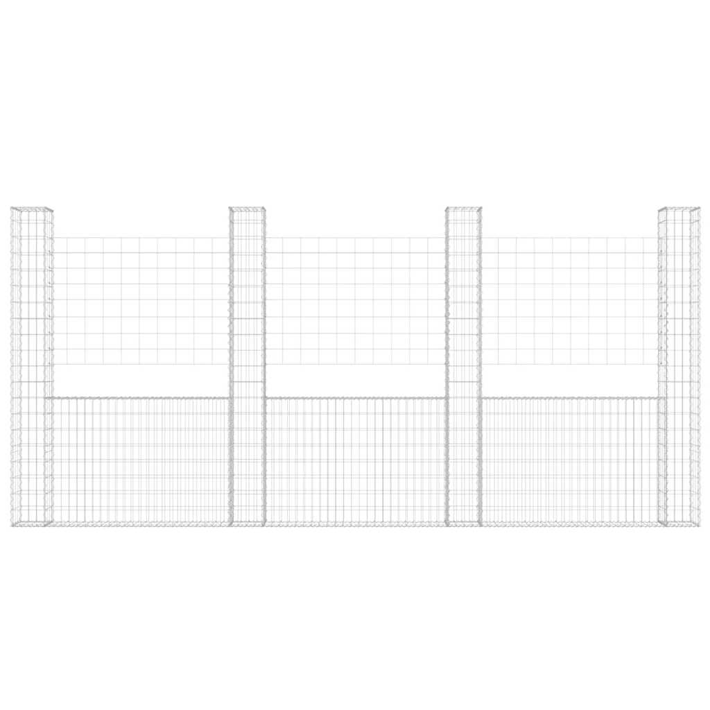 Συρματοκιβώτιο σε U Σχήμα με 4 Στύλους 380x20x200 εκ. Σιδερένιο - PAKOBAZAAR