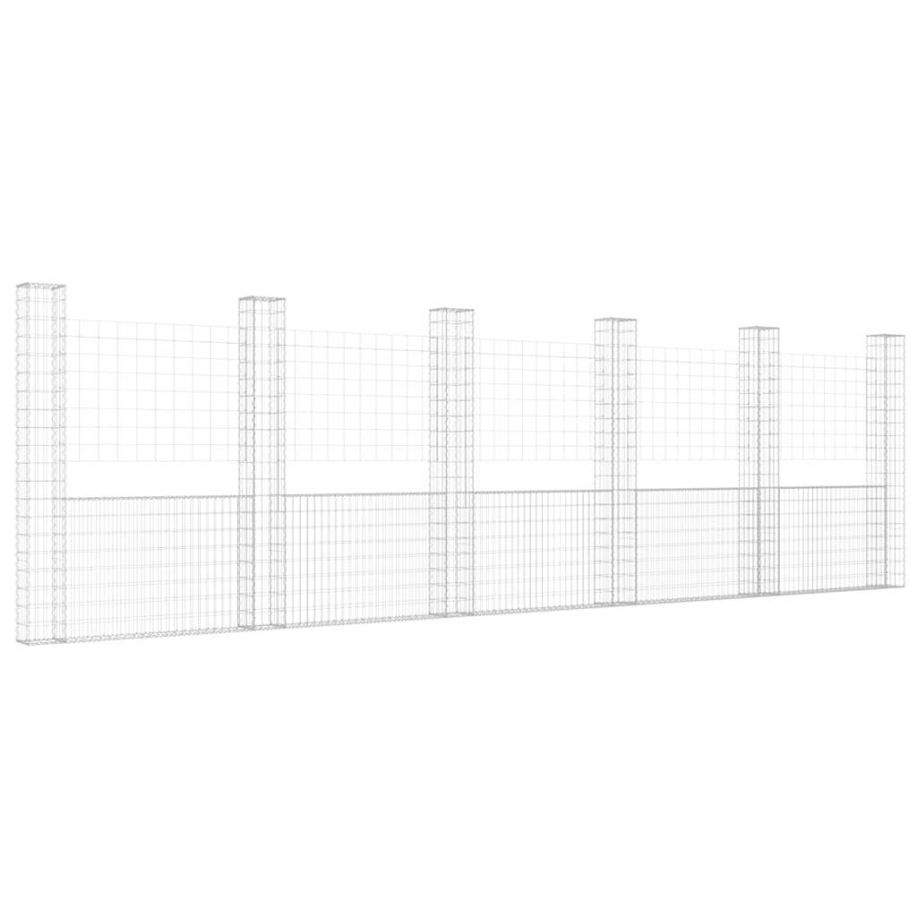 Συρματοκιβώτιο σε U Σχήμα με 6 Στύλους 620x20x200 εκ. Σιδερένιο - PAKOBAZAAR