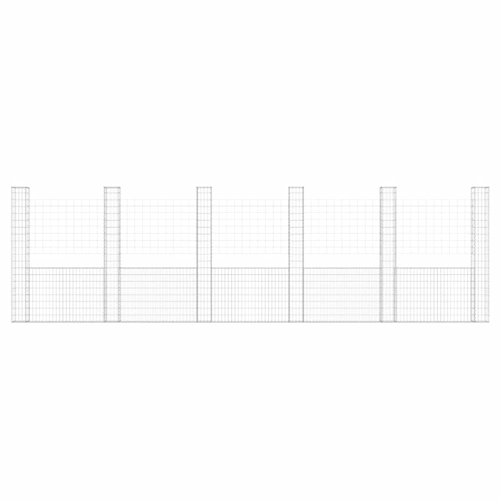 Συρματοκιβώτιο σε U Σχήμα με 6 Στύλους 620x20x200 εκ. Σιδερένιο - PAKOBAZAAR