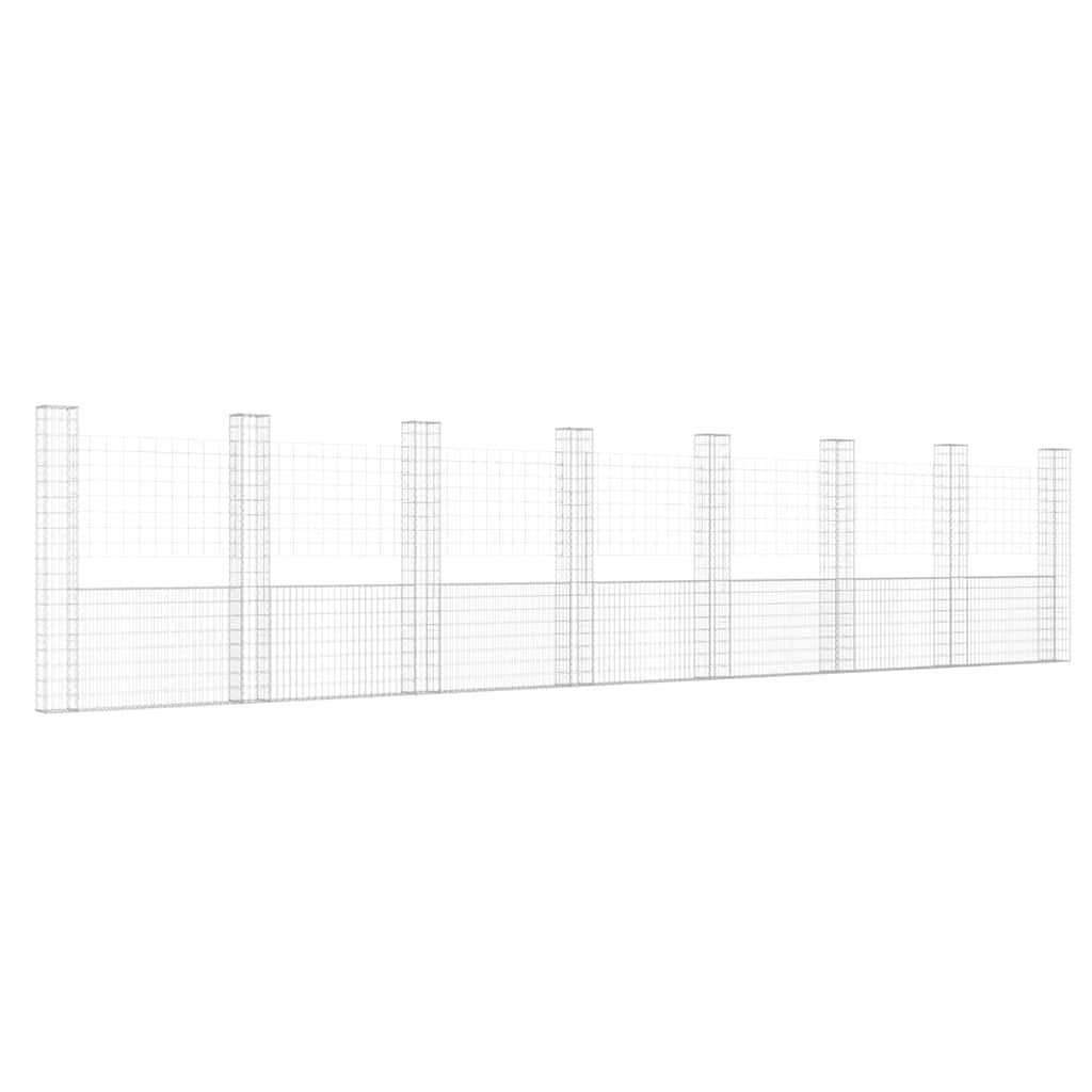 Συρματοκιβώτιο σε U Σχήμα με 8 Στύλους 860x20x200 εκ. Σιδερένιο - PAKOBAZAAR