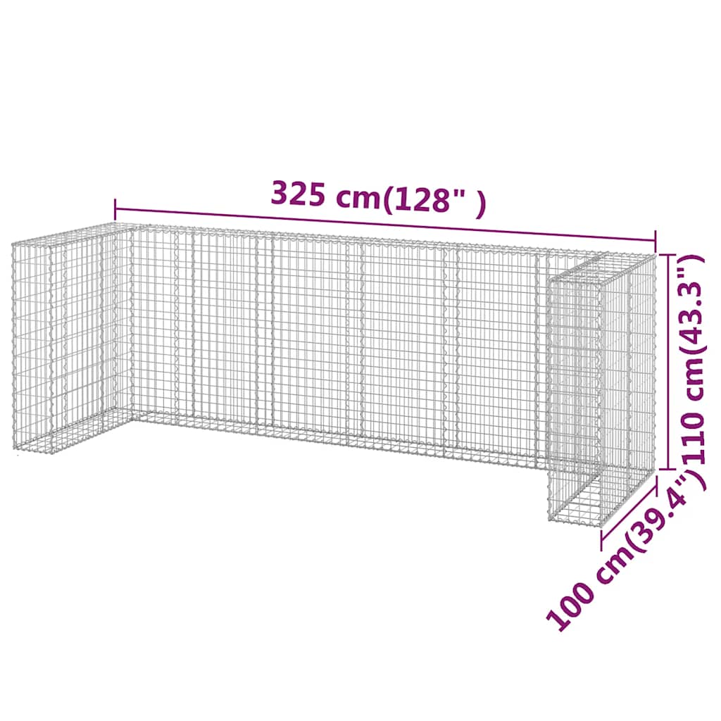 Συρματοκιβώτιο Τοίχος για Κάδους 325x100x110 εκ Γαλβαν. Χάλυβας - PAKOBAZAAR