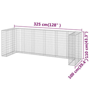 Συρματοκιβώτιο Τοίχος για Κάδους 325x100x110 εκ Γαλβαν. Χάλυβας - PAKOBAZAAR