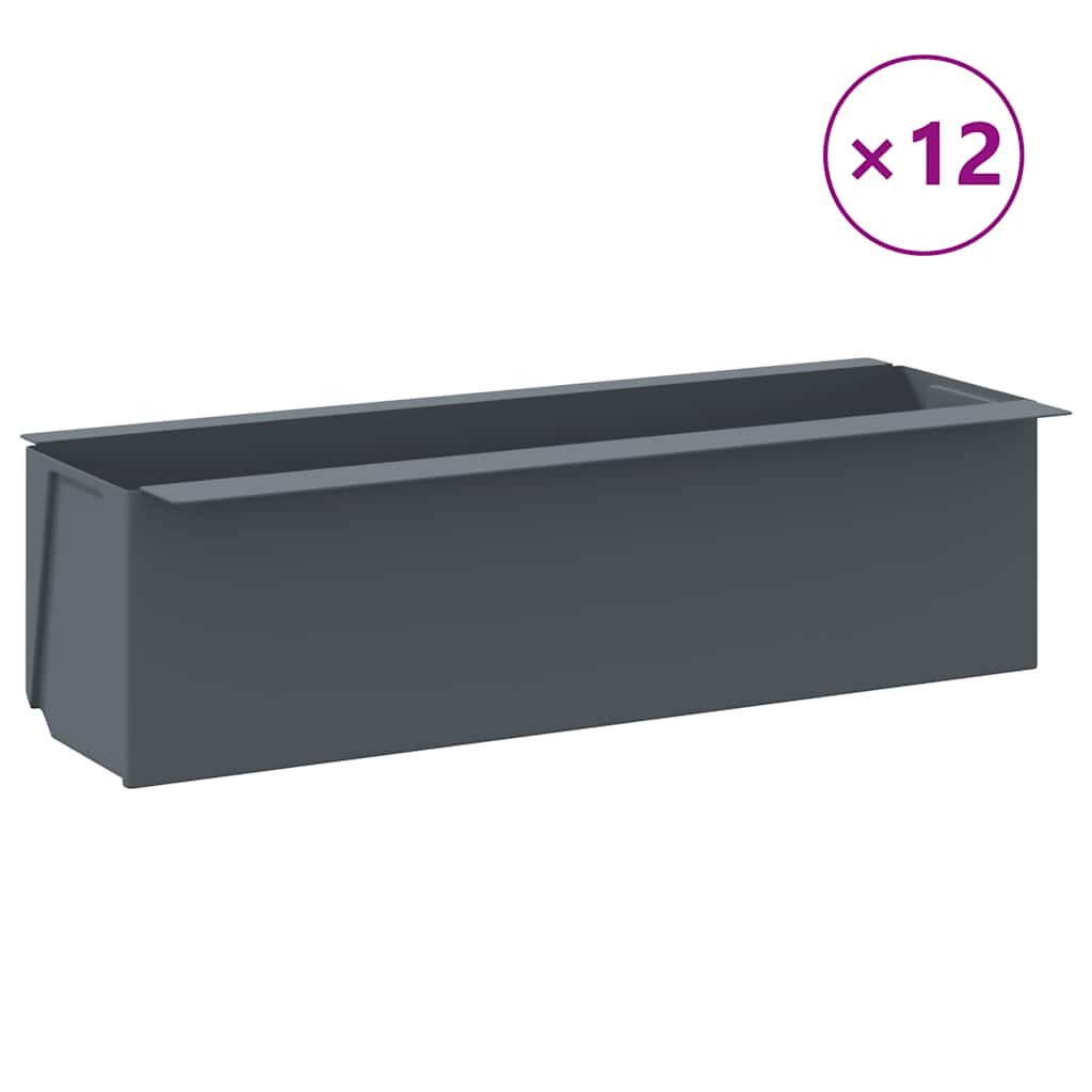 Ζαρντινιέρες για Ευρωπαλέτες 12 τεμ. Γκρι 36x13,5x9,5 εκ. PP