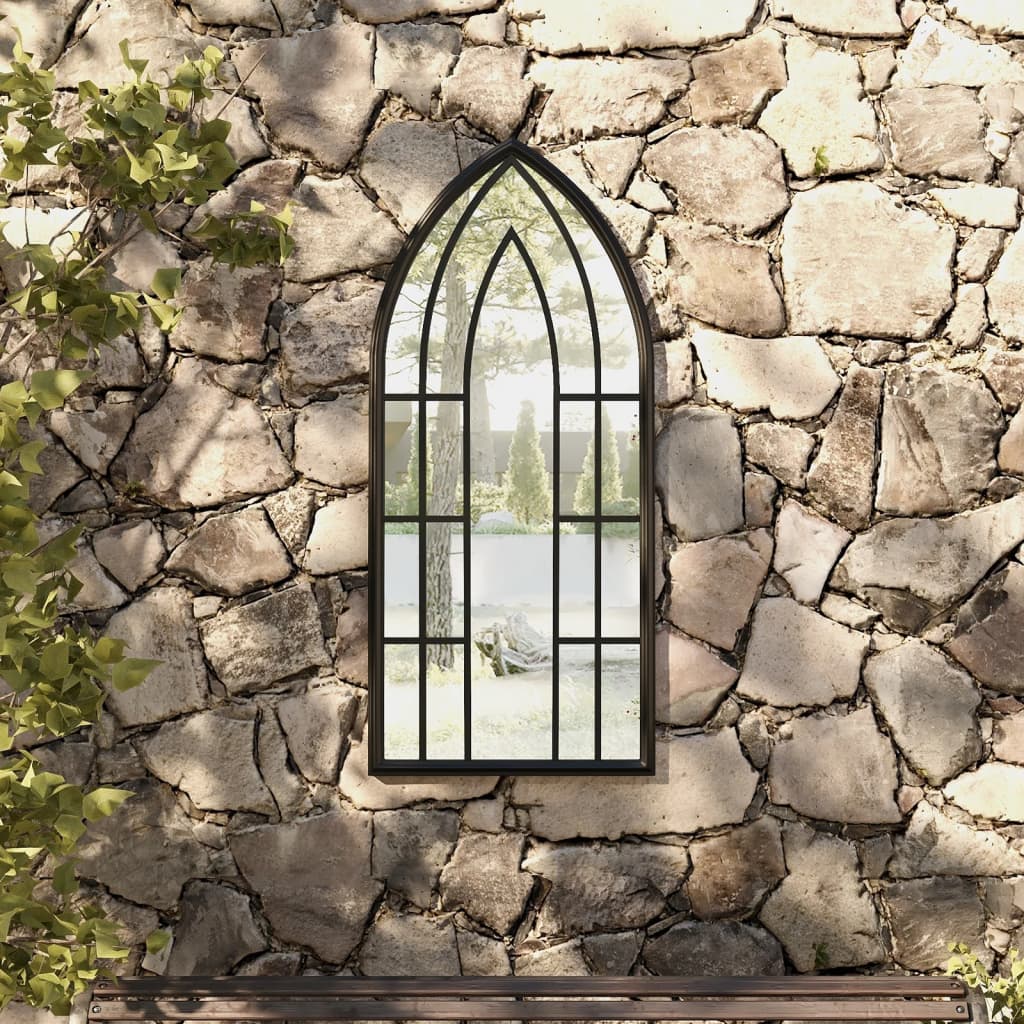 Καθρέφτης Κήπου για Εξωτερικούς Χώρους Μαύρος 100x45 εκ. Σίδερο