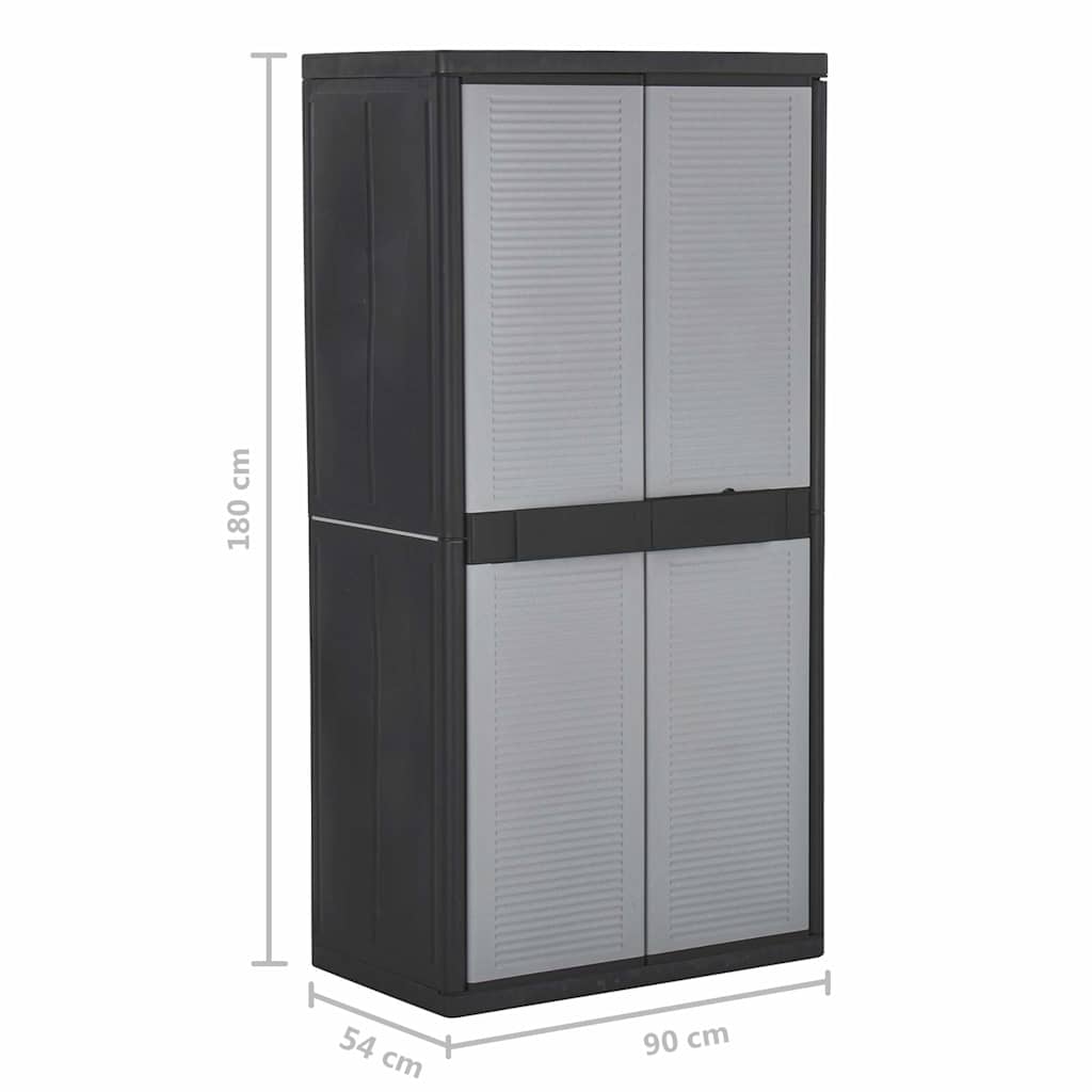 Ντουλάπι Αποθήκευσης με 2 Πόρτες 90x54x180 εκ. Μαύρο και Γκρι - Pakobazaar