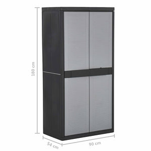 Ντουλάπι Αποθήκευσης με 2 Πόρτες 90x54x180 εκ. Μαύρο και Γκρι - Pakobazaar