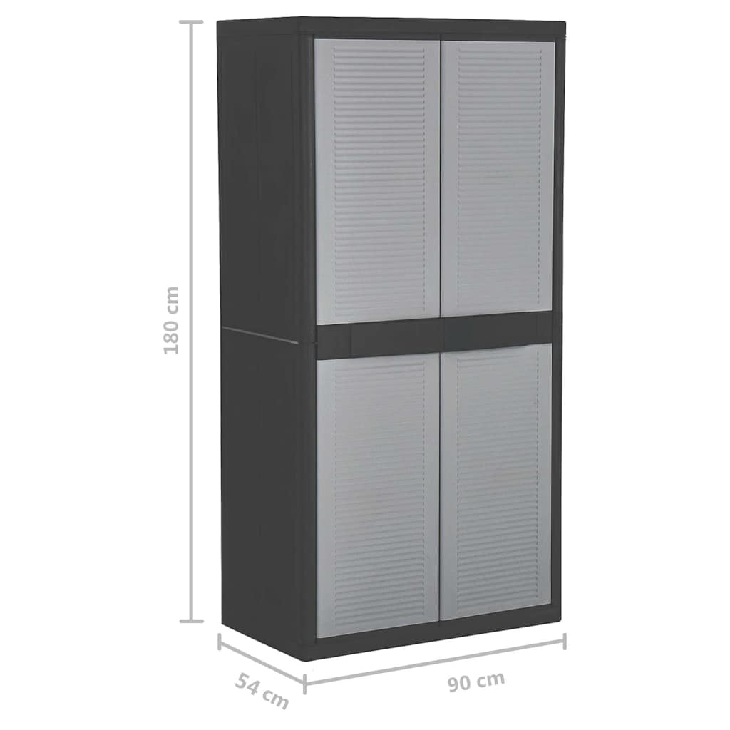Ντουλάπι Αποθήκευσης με 2 Πόρτες 90x54x180 εκ. Μαύρο και Γκρι