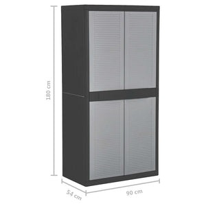 Ντουλάπι Αποθήκευσης με 2 Πόρτες 90x54x180 εκ. Μαύρο και Γκρι