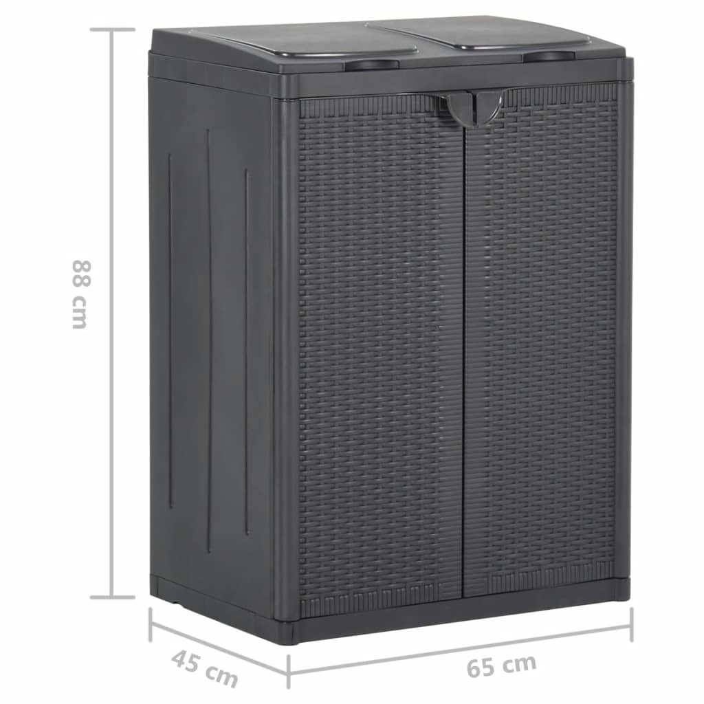 Κάδος Απορριμμάτων με 2 Πόρτες Μαύρος 65 x 45 x 88 εκ. PP