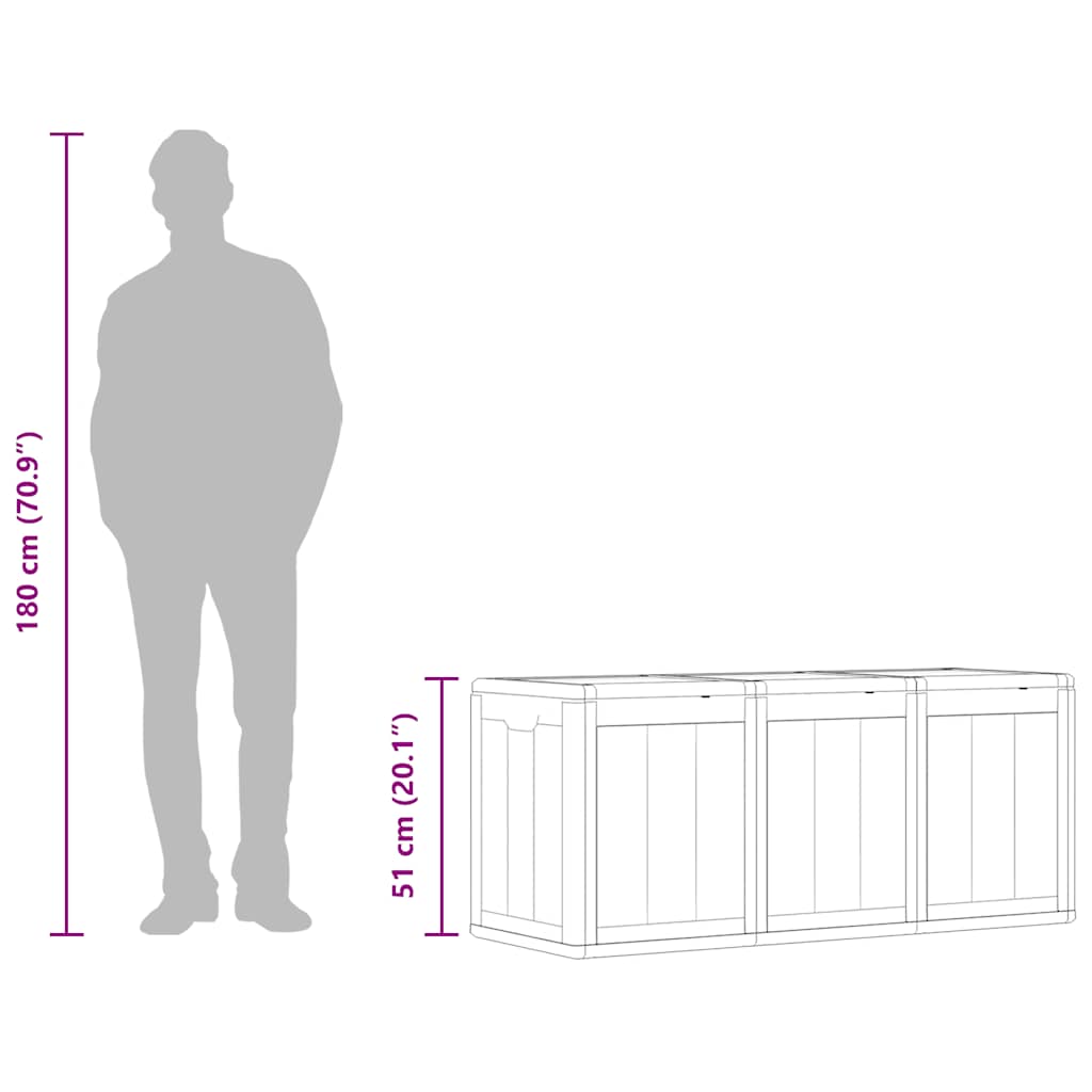 Μπαούλο Αποθήκευσης Κήπου Καφέ 270 Λίτρα Όψη ξύλου από PP - Pakobazaar