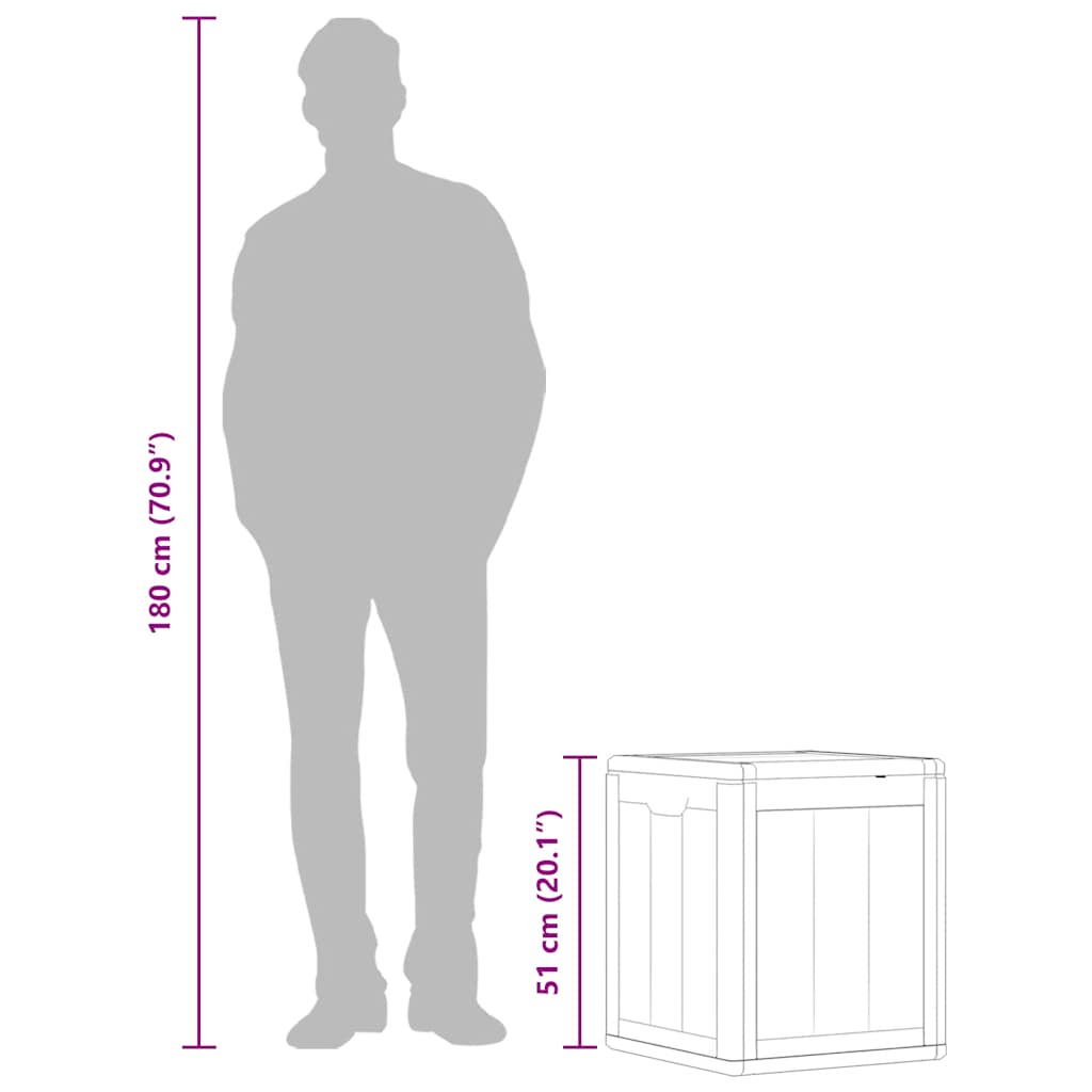 Μπαούλο Αποθήκευσης Κήπου Γκρι 90 Λίτρα Όψη ξύλου από PP - PAKOBAZAAR